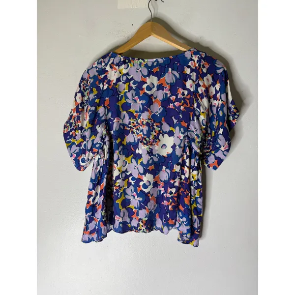 Anthropologie Maeve Floral Baby Doll Kimono Sleeve‎ Milla Blouse SMALL S - Image 2