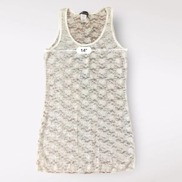 Wet Seal Y2K White Lace Sheer Mini Dress‎ Size Large Coquette Floral - Image 4