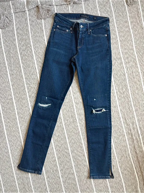 Lucky Brand Lolita Robinson Side-Slit Low Rise Skinny Jeans - Image 4