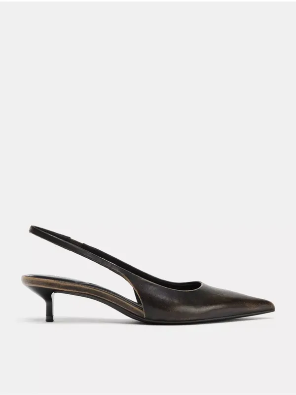 Zara‎ 100% leather sling back kitten heels - Image 4