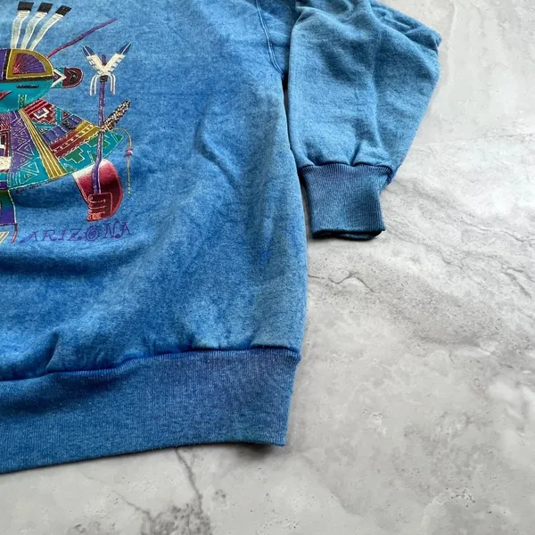 Source Unknown 90s Gilden Sweatshirt Unisex‎ Size Medium Native Tribal Southwestern Crewneck - Image 7