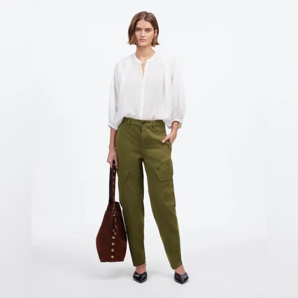 Madewell Seamed Barrel-Leg Utility Pant Garment-Dyed Twill Green NWT Size 2 Tall - Image 10