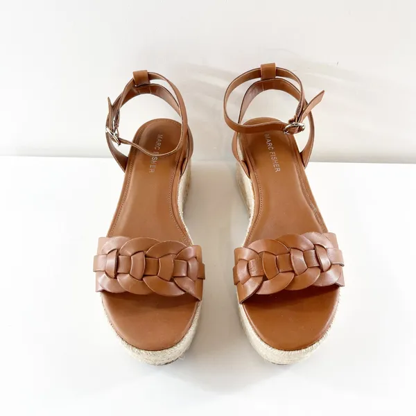 Marc Fisher Jinky Platform Espadrille Sandal Shoes Brown 7.5 - Image 6