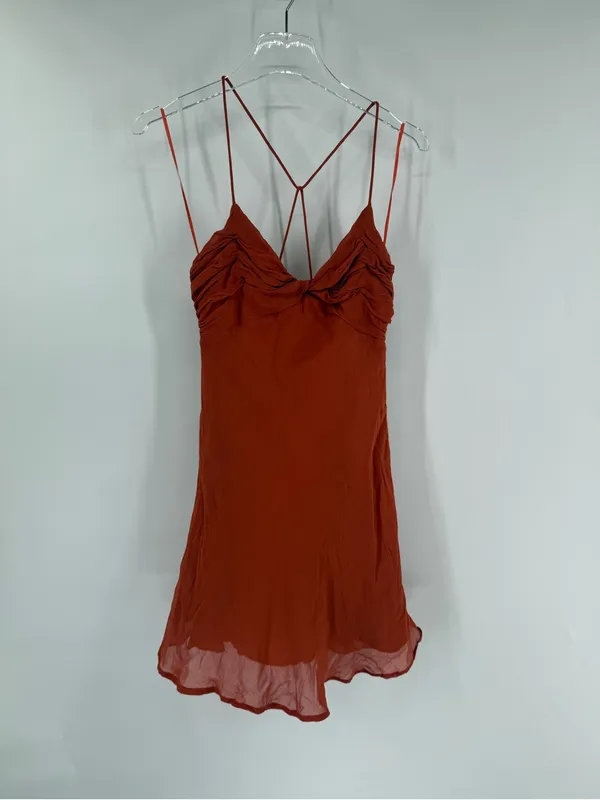 ANTHROPOLOGIE Twist-Front Slip Mini Dress-Size‎ 6 - Image 6