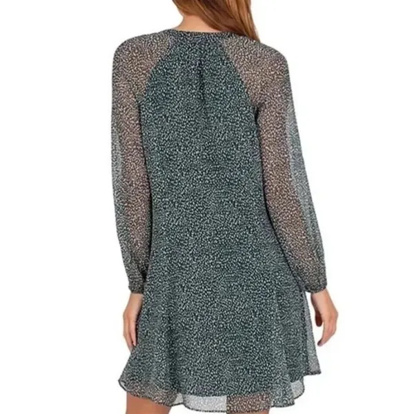 Joie Balloon Sleeve‎ Mini Dress Green Arctic Animal Spot Size XXL Chiffon Flowy - Image 2