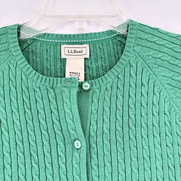 L.L. Bean Women's Kelly Green Spring Cardigan Sweater Small Regular‎ NwT - Image 3