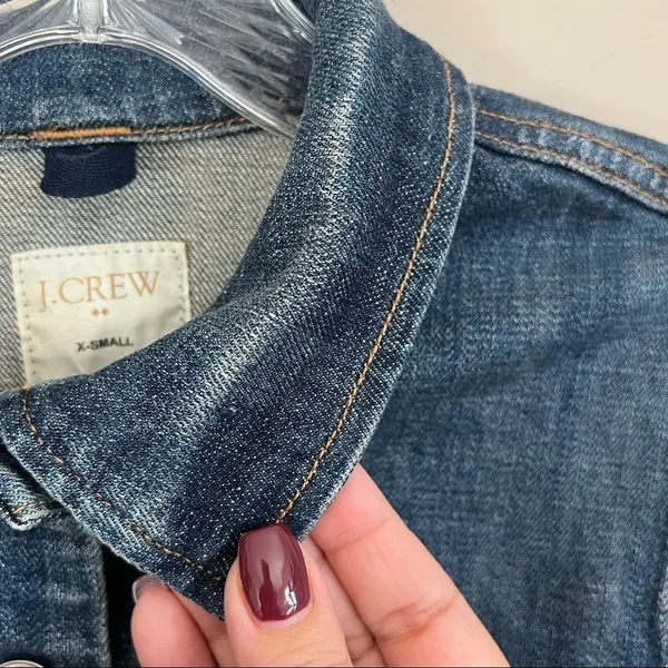 J.Crew Factory Dark Wash‎ Denim Trucker Jacket - Image 7