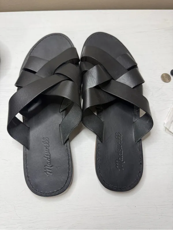 Madewell Womens Boardwalk Black Woven Slide Sandal Size 8.5 - Image 8