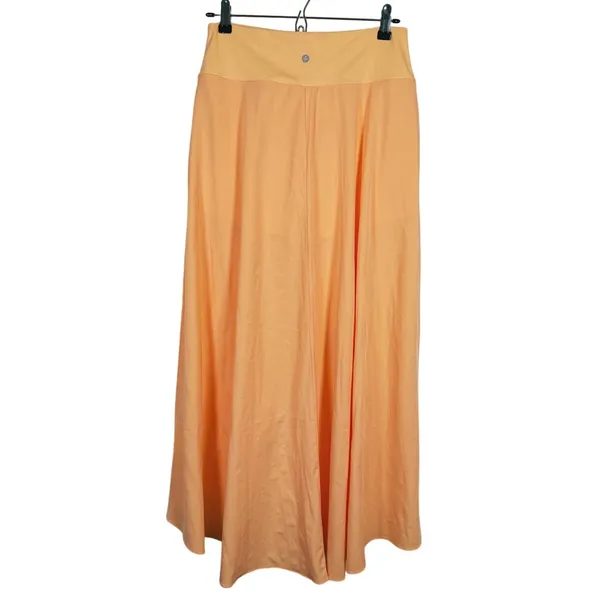 Halara Breezeful High Low Ruffle Maxi Skirt Size Medium Peach Orange Asymmetric - Image 3