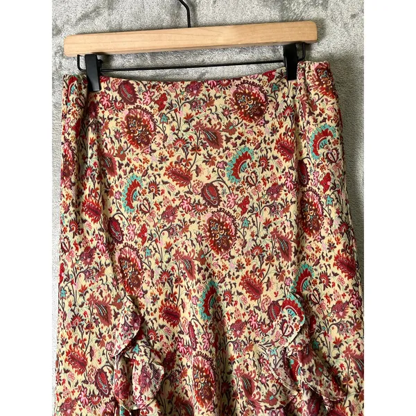 Vintage Cottagecore Prairie Floral Ruffle Midi Skirt‎ Boho Romantic Women Medium - Image 2