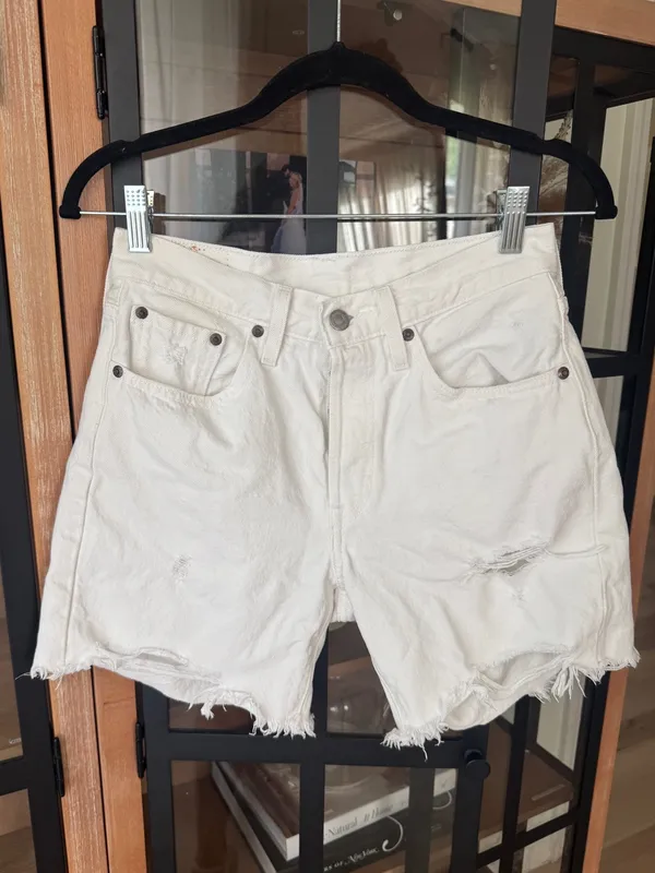 Levi’s 501 Original denim Shorts high waisted jean Disco Nights revolve raw hem - Image 2