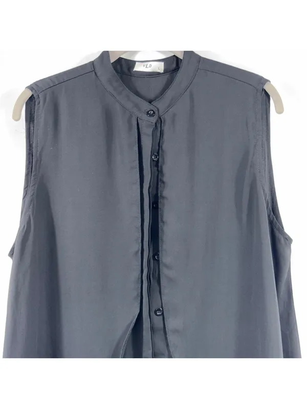 VLD Black Sleeveless High Low Tunic Blouse Large - Image 2