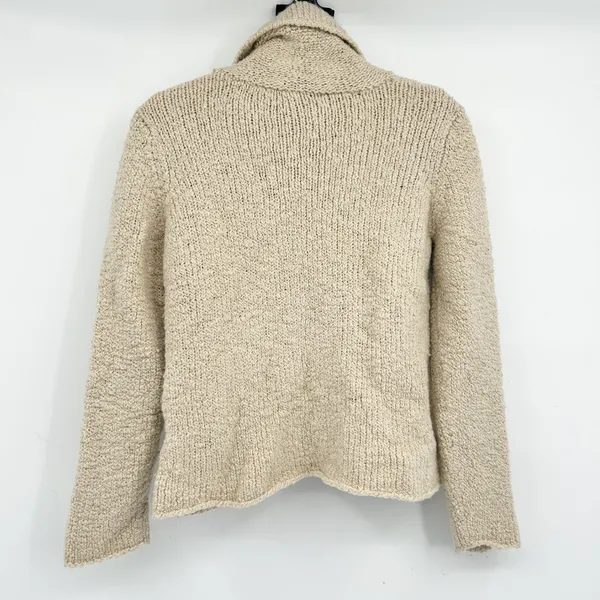 Eileen Fisher Womens Oatmeal Wool Camel Hair Boucle Cowl Neck Sweater‎ Size PL - Image 6