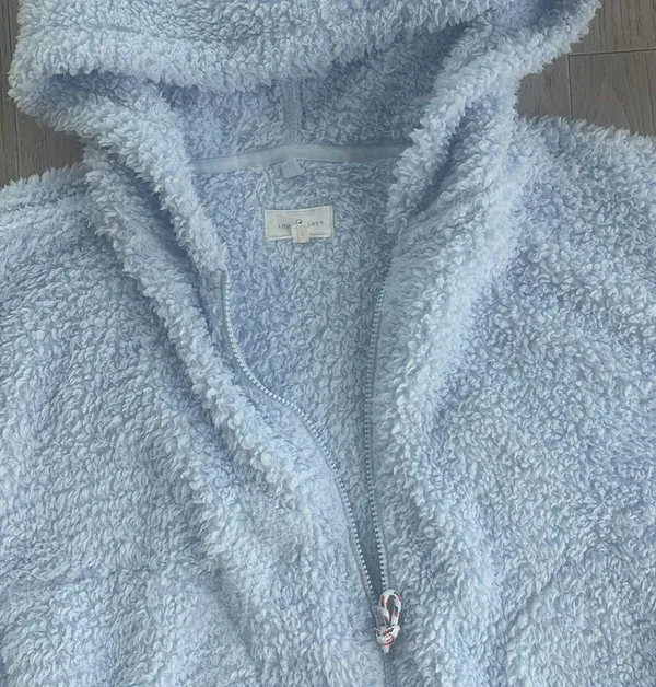 Lou & Grey Full Zip Sherpa Hoodie Sweatshirt Light Blue Medium - Image 4
