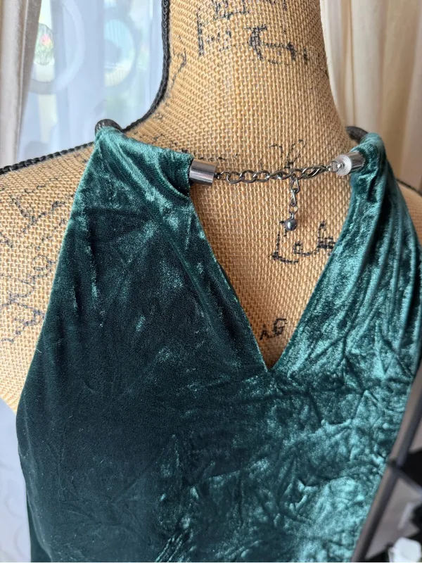Veronica Beard Kusumi Velvet Halter Top in Emerald Green - Image 6