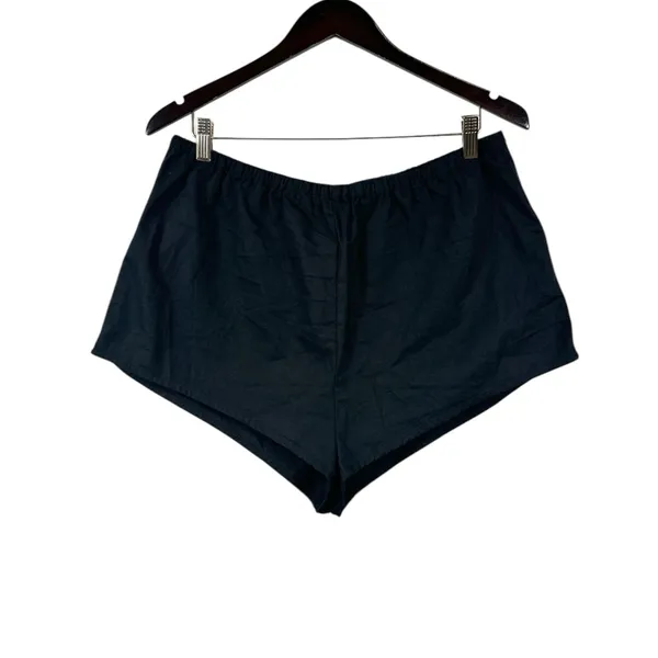 Anthropologie Micro Mini Classic Black Linen Blend Shortie Shorts Size L NWT - Image 3