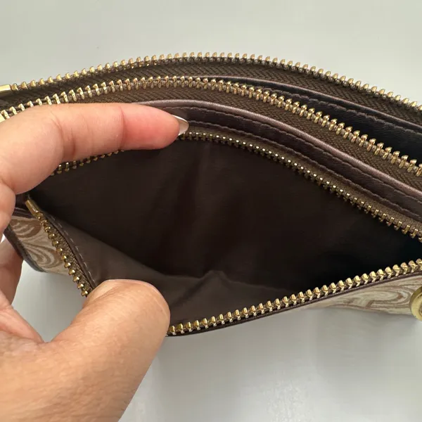 COACH Brown Aud Tan Optic Swirl Wallet Wristlet - Image 7