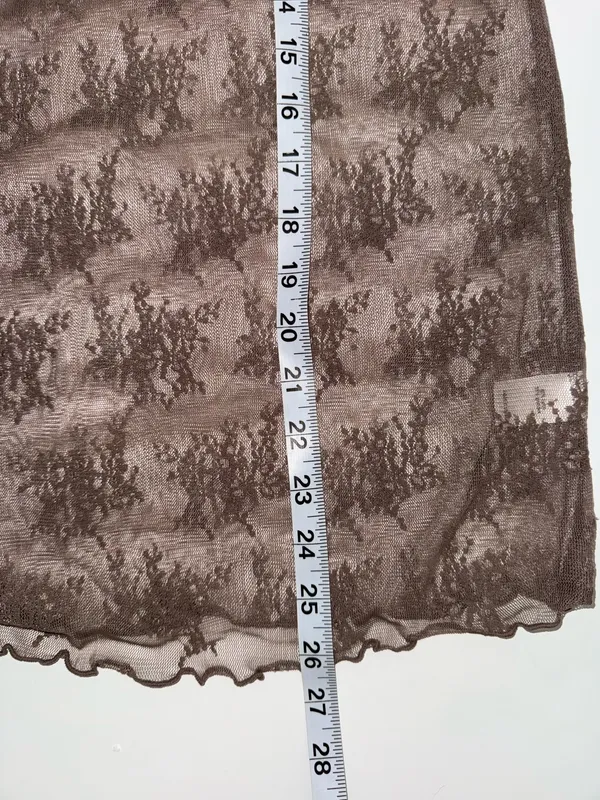 Maurices Embroidered Floral Sheer Mock Neck Top Light Brown NWT - Image 9