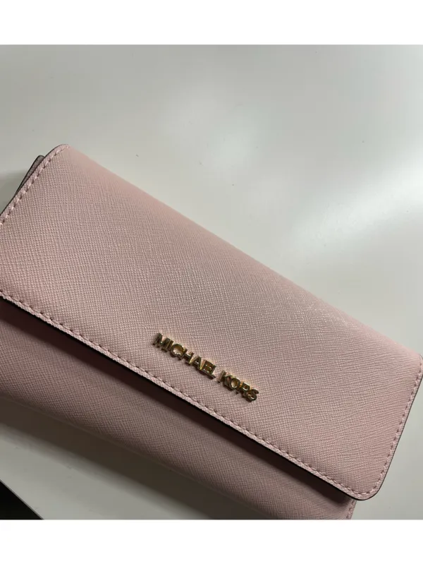 Michael Kors Pink Saffiano Continental Wallet with Gold Logo - Image 2