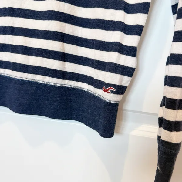 Hollister Womens Y2K Striped Long Sleeve Top XS Blue White Preppy Bella Swan - Image 4