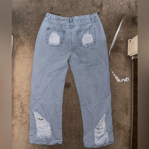 SHEIN Light Blue Distressed High Rise Jeans - Image 3