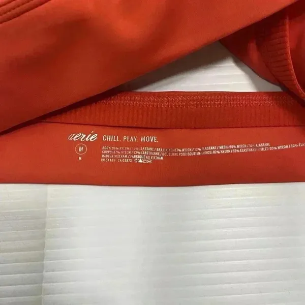 Aerie Womens Chill Play Move Sports Bra M Orange High Neck Open‎ Back Breathable - Image 9