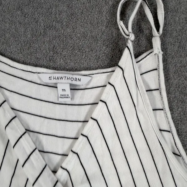 41 Hawthorn Stripe Wrap Dress Womens XXL V-Neck Spaghetti Strap White Black Knit - Image 3