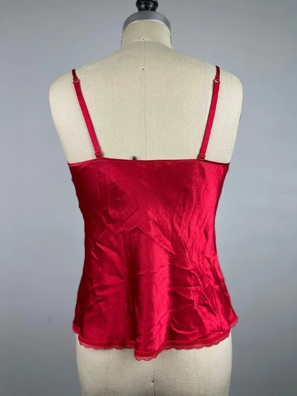 Victoria's Secret Satin Lace Camisole Top Red XS - Image 3