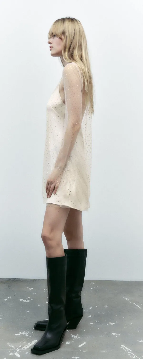 Zara NWT Gold Rhinestone Mini Dress - Image 5
