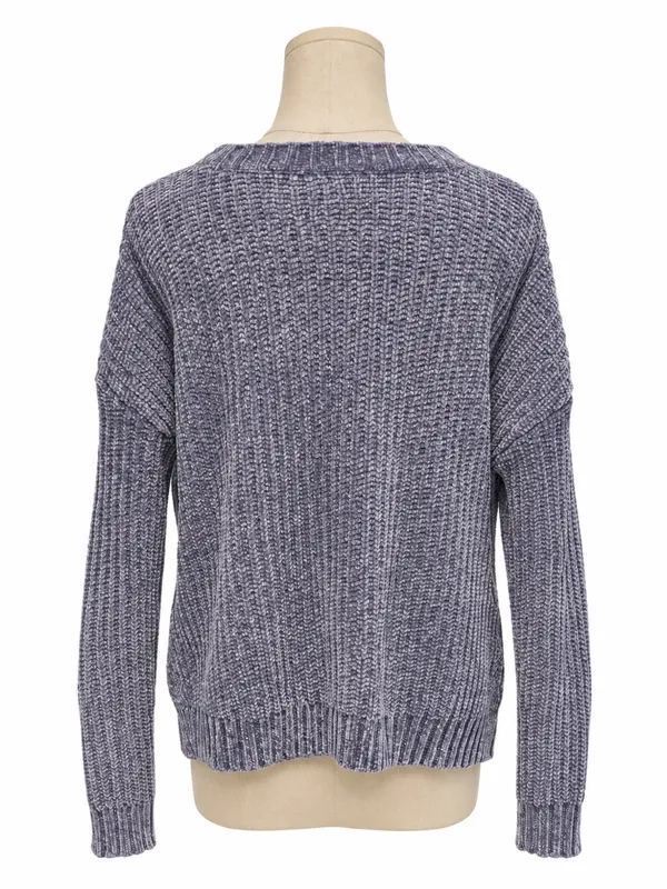 Aerie Blue Purple Chenille Sweater Oversized Crewneck Size M - Image 3