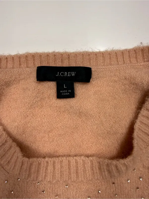 J. Crew Merino Wool Blend Peach Scoop-Neck Sweater with Subtle Sparkle - Image 5