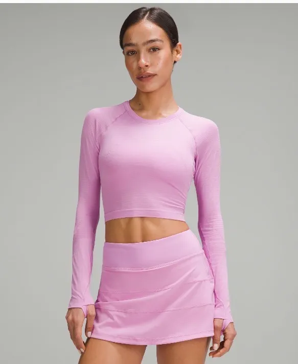 Like new Lululemon Swiftly Tech Cropped Long Sleeve 2.0 Dahlia Mauve - Image 3