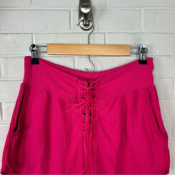 FP Movement By Free People Can’t Handle This Pink Ribbed Lace Up Shorts Size S - Image 7