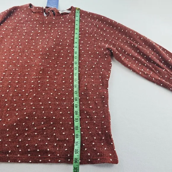 ADIBOSY NWT Polka Dot Textured Tie Back Sweater Long Sleeve‎ Knit Top Size L - Image 7