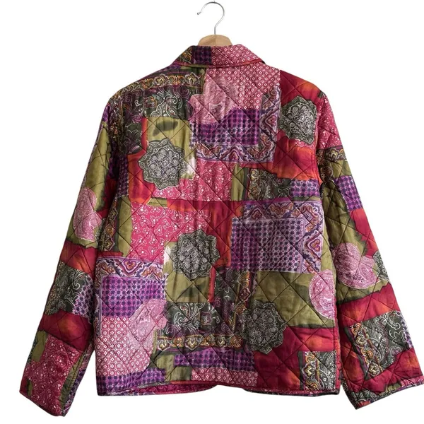 Anna And Frank VTG Silk Patchwork Quilt Jacket Coat Cottage Grandma Core M Size M - Image 2