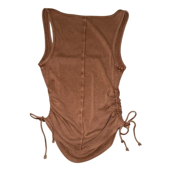 Pilcro Anthropologie brown ruched side tie tank top women’s size XXS - Image 2