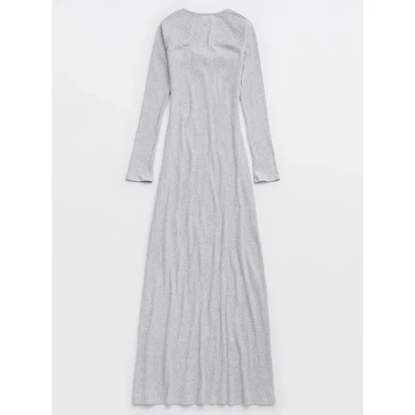 Aerie Gray Ribbed Knit Maxi Dress Sz.L - Image 5