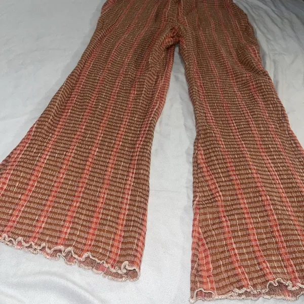 Sz S Small Free People Fine Line Slim Pant in Rust Combo Boho - Image 6