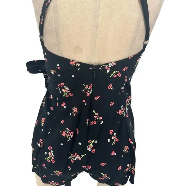 Free People Tango at Night Black Floral‎ Print Wrap Romper Size 2 - Image 8