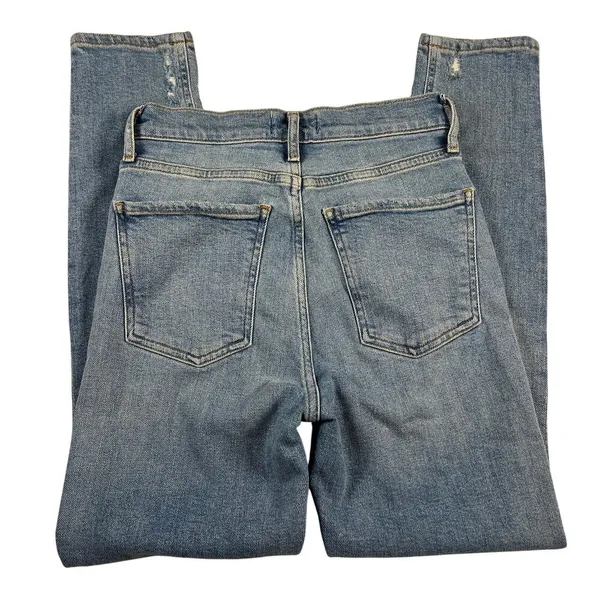 Agolde Nico High Rise Slim Jeans Button Fly Light Distressing Med Wash Size 25 - Image 9