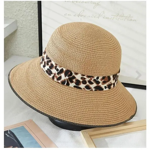 NWT Leopard trimmed Bowler hat Tan - Image 2