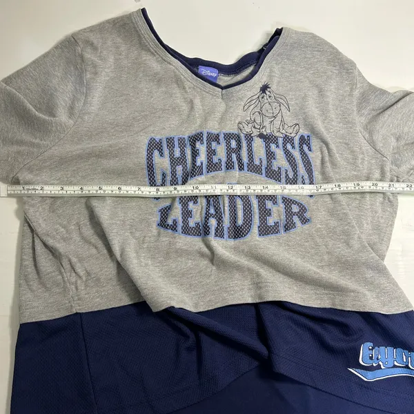 DDisney Eeyore Cheerless Leader Gray Blue Top XL Est - Image 4