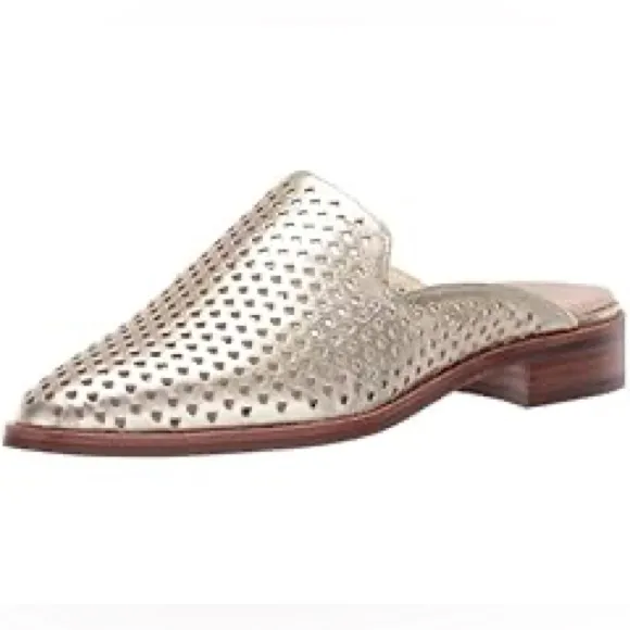 NEW Franco Sarto Aimee Gold Loafer Mule Slip On Eyelet Detail Comfort 7.5 - Image 2