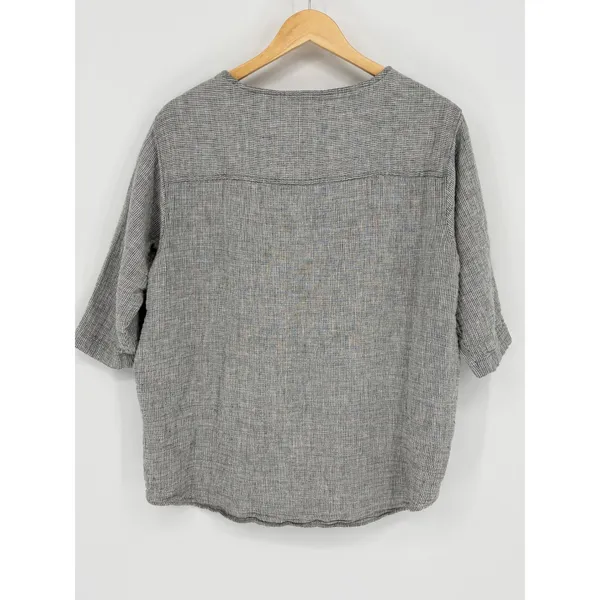 Madewell Double Faced Top Women‎ Small Linen Cotton Gray Black Boho Pockets - Image 3