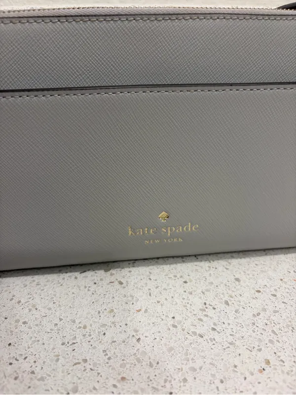 Kate Spade Grey Leather Crossbody Purse Women’s EUC - Image 2
