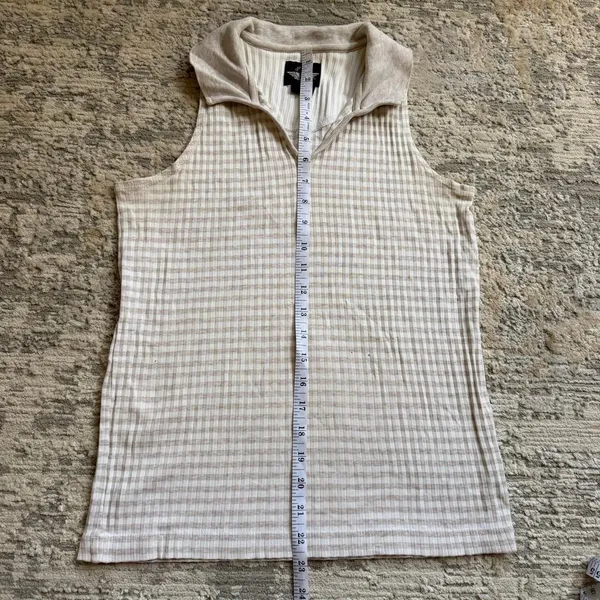 vintage Dockers 100% cotton white and beige striped collared tank top sz small - Image 5