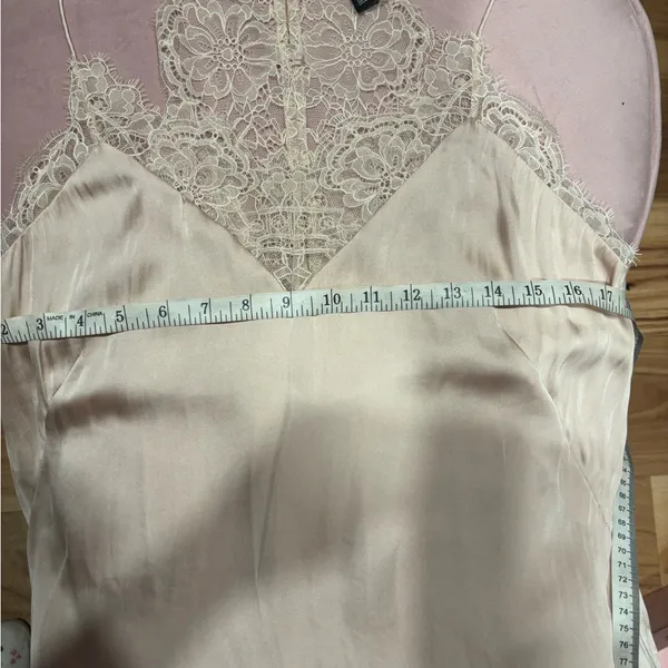 H&M Women's Lace Trim Satin Slip tunic top blush pink - Image 12