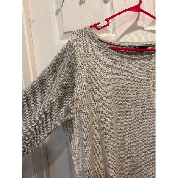 American Eagle Gray Textured Knit Mixed Media Crossover Back Sweater‎ Large - Image 3