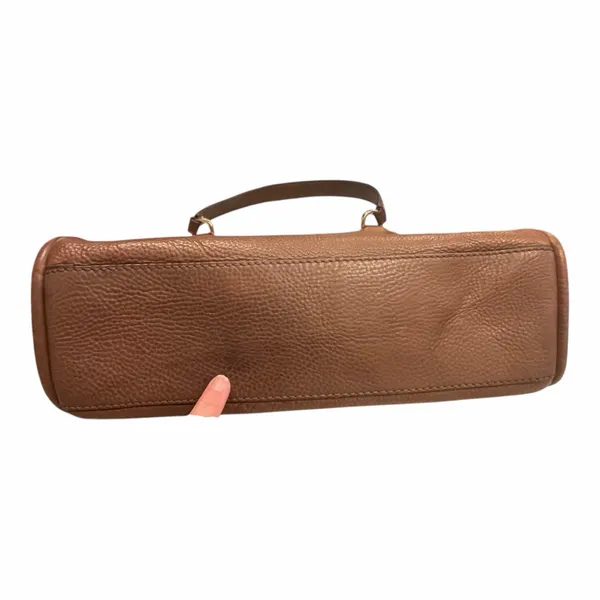 UGG‎ Brown Pebbled Leather Shoulder Bag Gold Hardware Zip Top Crossbody Purse - Image 10