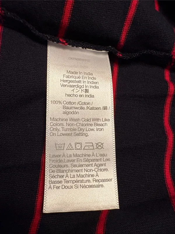 Madewell women’s The Perfect Tie-Waist Tee Jersey navy red stripe Size L NWT - Image 9
